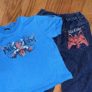 Vintage Black Label Premium Denim Goods Jeans With Matching Shirt 24 Months